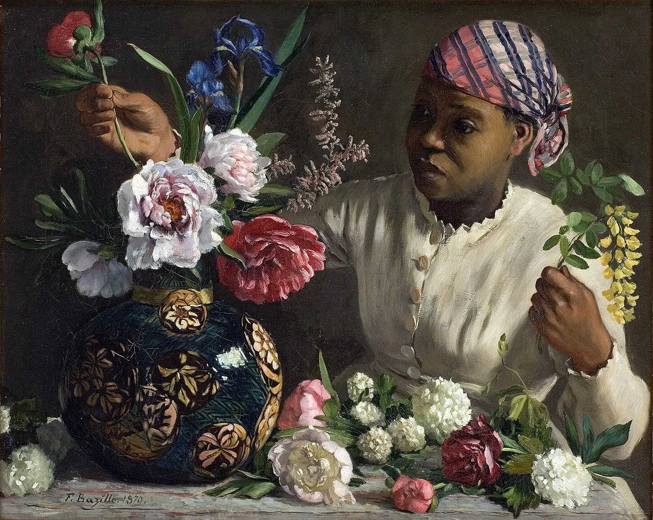 Jean-Frédéric Bazille-18-Giovane donna con peonie - Museo Fabre, Montpellier 1